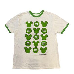 Disney Springs M&Ms Chocolate Ringer T-Shirt Womens Large White Green